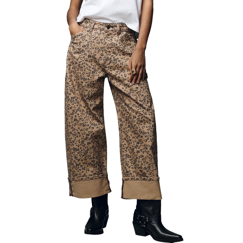 Anthropologie Pilcro Kayden Carpenter Cheetah‎ Leopard Bow Barrel Jeans 29 NWT